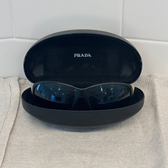 PRADA Women's Sunglasses - Black with Gold - SPR07G 610 15 1AB-1A1 - Picture 7 of 7